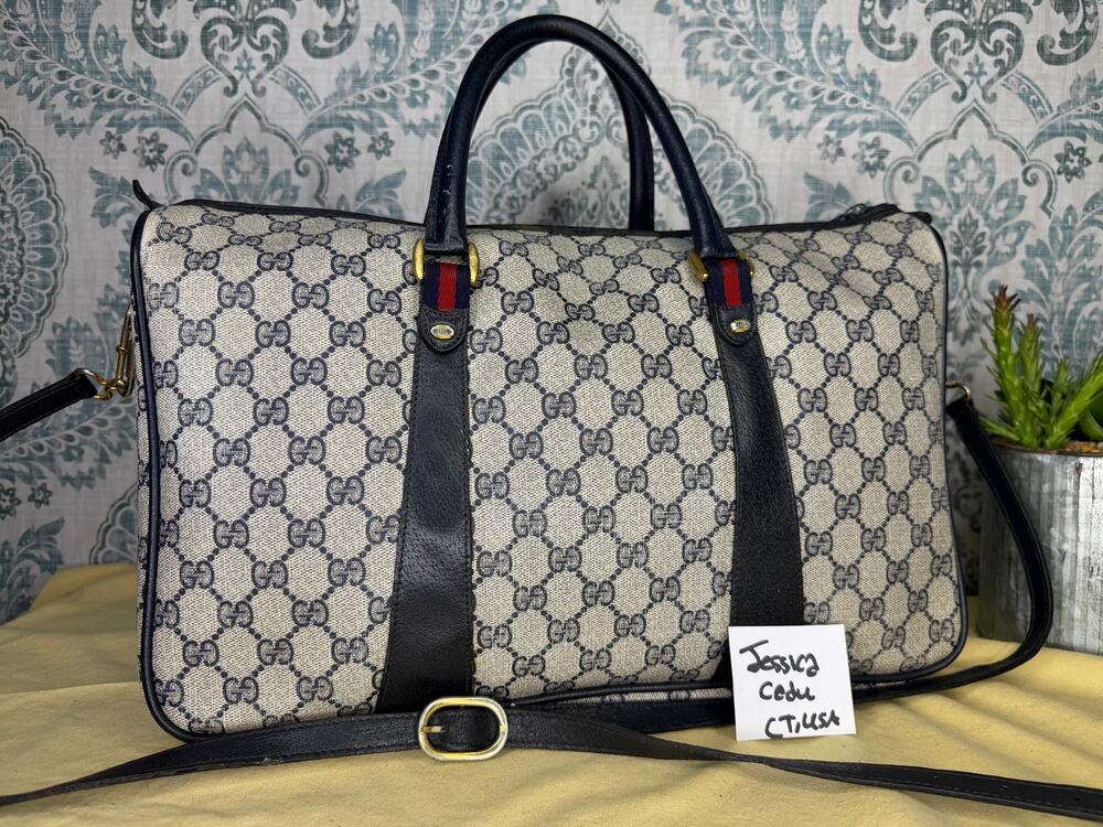 GUCCI Navy Supreme Crossbody Boston Bag
